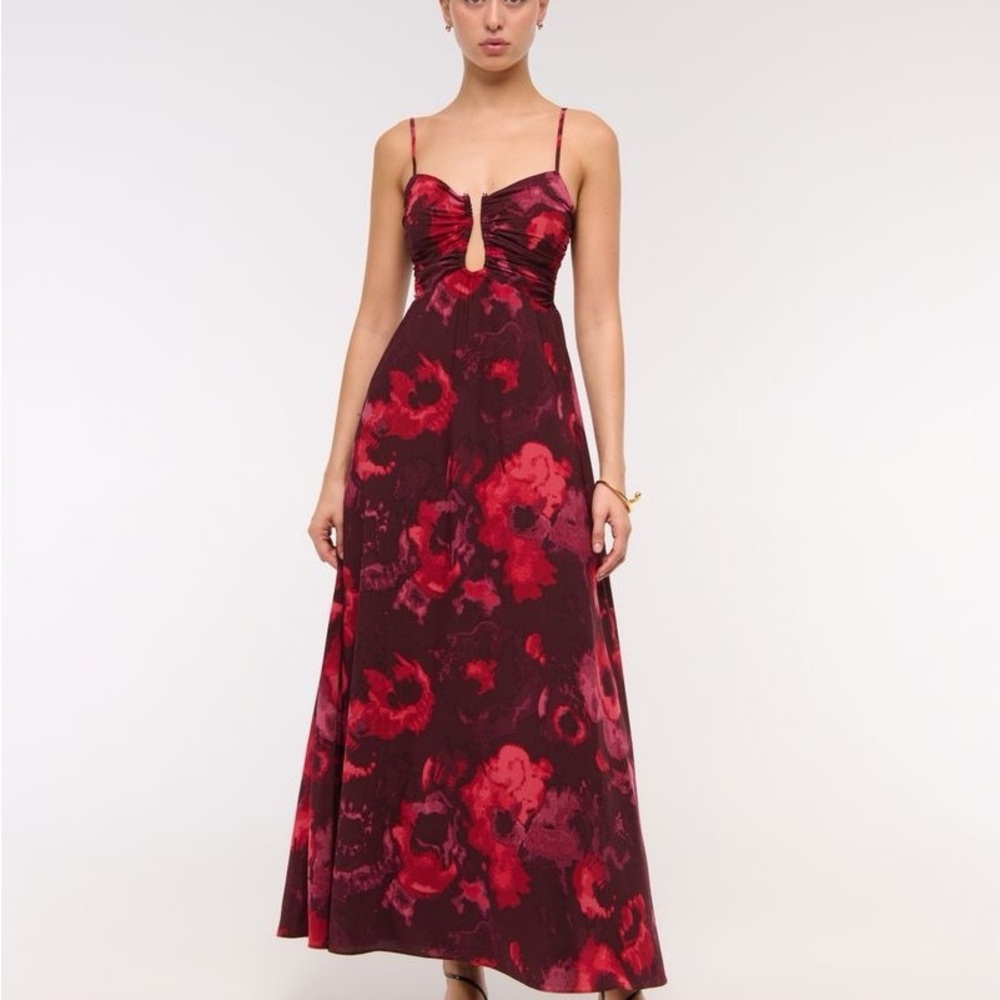 NWT Abercrombie & Fitch Red Floral Maxi Dress